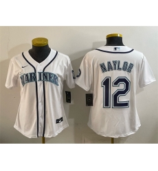 Youth Seattle Mariners 12 Josh Naylor White Cool Base Stitched Baseball Jersey Youth Seattle Mariners 12 Josh Naylor White Cool Base Stitched Baseball Jersey