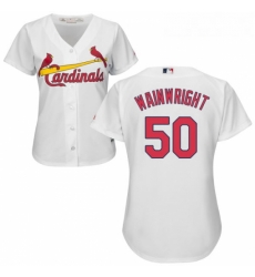 Womens Majestic St Louis Cardinals 50 Adam Wainwright Authentic White Home Cool Base MLB Jersey Womens Majestic St Louis Cardinals 50 Adam Wainwright Authentic White Home Cool Base MLB Jersey