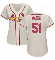 Womens Majestic St Louis Cardinals 51 Willie McGee Replica Cream Alternate Cool Base MLB Jersey Womens Majestic St Louis Cardinals 51 Willie McGee Replica Cream Alternate Cool Base MLB Jersey