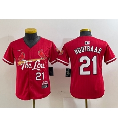Youth St Louis Cardinals 21 Lars Nootbaar Red 2024 City Connect Stitched Baseball Jersey Youth St Louis Cardinals 21 Lars Nootbaar Red 2024 City Connect Stitched Baseball Jersey