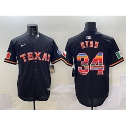 Men Texas Rangers 34 Nolan Ryan Black Mexico Limited Stitched Baseball Jersey