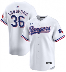 Men Texas Rangers 36 Wyatt Langford White Home Limited Stitched Baseball Jersey Men Texas Rangers 36 Wyatt Langford White Home Limited Stitched Baseball Jersey