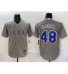 Men Texas Rangers 48 Jacob DeGrom Grey With Patch Cool Base Stitched Baseball Jersey