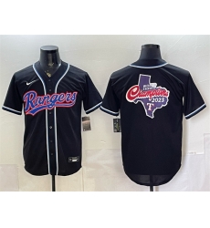 Men Texas Rangers Team Big Logo 2026 Fashion Replica Black Out Stitched Baseball Jersey