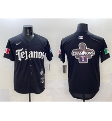 Men Texas Rangers Team Big Logo Black Mexico 2025 Vapor Premier Limited Stitched Baseball Jersey 1 Men Texas Rangers Team Big Logo Black Mexico 2025 Vapor Premier Limited Stitched Baseball Jersey 1