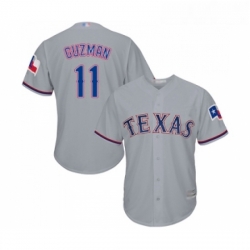 Youth Texas Rangers 11 Ronald Guzman Replica Grey Road Cool Base Baseball Jersey 
