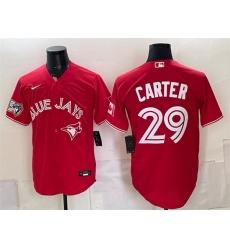 Men Toronto Blue Jays 29 Joe Carter Red 50 Seasons Patch Stitched Baseball Jersey Men Toronto Blue Jays 29 Joe Carter Red 50 Seasons Patch Stitched Baseball Jersey