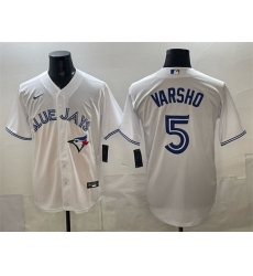Men Toronto Blue Jays  5 Daulton Varsho White 2025 Cool Base Stitched Baseball Jersey
