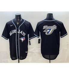 Men Toronto Blue Jays Team Big Logo 2026 Fashion Replica Black Out Stitched Baseball Jersey