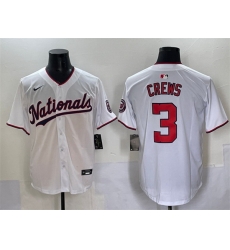 Men Washington Nationals 3 Dylan Crews White Home Limited Stitched Baseball Jersey