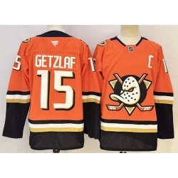 Men Anaheim Ducks  15 Ryan Getzlaf Orange 2026 With C Patch Home Stitched Hockey Jersey