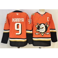 Men Anaheim Ducks  9 Paul Kariya Orange 2026 With C Patch Home Stitched Hockey Jersey