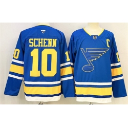 Men St  Louis Blues 10 Brayden Schenn Blue 2025 With C Patch Stitched Hockey Jersey