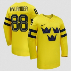 Men Sweden Hockey 88 William Nylander Yellow 2026 Away Stitched Jersey