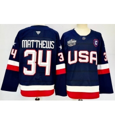 Men USA 34 Auston Matthews Navy 2025 With C Patch 4 Nations Face Off Stitched Jersey Men USA 34 Auston Matthews Navy 2025 With C Patch 4 Nations Face Off Stitched Jersey