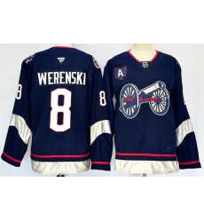 Men Columbus Blue Jackets 8 Zach Werenski Navy 2024 25 With A Patch Stitched Hockey Jersey
