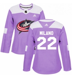 Womens Adidas Columbus Blue Jackets 22 Sonny Milano Authentic Purple Fights Cancer Practice NHL Jersey Womens Adidas Columbus Blue Jackets 22 Sonny Milano Authentic Purple Fights Cancer Practice NHL Jersey