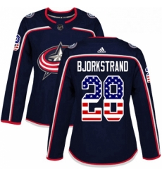 Womens Adidas Columbus Blue Jackets 28 Oliver Bjorkstrand Authentic Navy Blue USA Flag Fashion NHL Jersey Womens Adidas Columbus Blue Jackets 28 Oliver Bjorkstrand Authentic Navy Blue USA Flag Fashion NHL Jersey