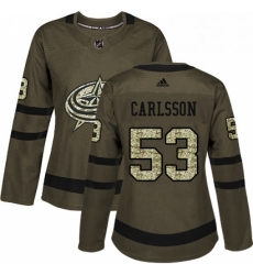 Womens Adidas Columbus Blue Jackets 53 Gabriel Carlsson Authentic Green Salute to Service NHL Jersey Womens Adidas Columbus Blue Jackets 53 Gabriel Carlsson Authentic Green Salute to Service NHL Jersey