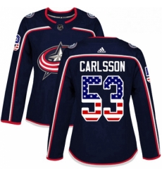 Womens Adidas Columbus Blue Jackets 53 Gabriel Carlsson Authentic Navy Blue USA Flag Fashion NHL Jersey Womens Adidas Columbus Blue Jackets 53 Gabriel Carlsson Authentic Navy Blue USA Flag Fashion NHL Jersey