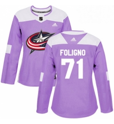 Womens Adidas Columbus Blue Jackets 71 Nick Foligno Authentic Purple Fights Cancer Practice NHL Jersey Womens Adidas Columbus Blue Jackets 71 Nick Foligno Authentic Purple Fights Cancer Practice NHL Jersey