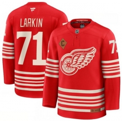Men Detroit Red Wings 71 Dylan Larkin Red 2025 With C Patch Centennial Premium Stitched Hockey Jersey