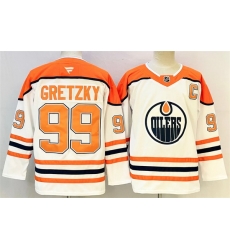 Men Edmonton Oilers 99 Wayne Gretzky White Orange 2024 25 With C Patch Heritage Classic Primegreen Stitched Jersey