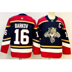 Men Florida Panthers 16 Aleksander Barkov Black 2024 25 Home With C Patch Stitched Hockey Jersey