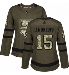 Womens Adidas Los Angeles Kings 15 Andy Andreoff Authentic Green Salute to Service NHL Jersey Womens Adidas Los Angeles Kings 15 Andy Andreoff Authentic Green Salute to Service NHL Jersey