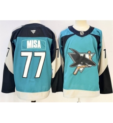 Men San Jose Sharks 77 Michael Misa Teal 2025 Alternate Stitched Hockey Jersey