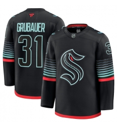 Men Seattle Kraken 31 Philipp Grubauer Black Alternate Stitched Hockey Jersey