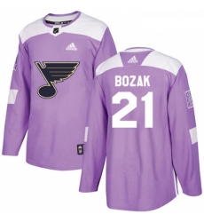 Youth Adidas St Louis Blues 21 Tyler Bozak Authentic Purple Fights Cancer Practice NHL Jersey Youth Adidas St Louis Blues 21 Tyler Bozak Authentic Purple Fights Cancer Practice NHL Jersey