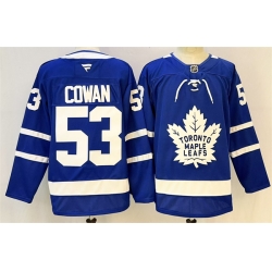 Men Toronto Maple Leafs  53 Easton Cowan Blue 2026 Stitched Hockey Jersey