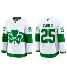 Men Toronto Maple Leafs Brandon Carlo 25 White St Patricks Authentic Jersey
