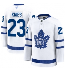 Men Toronto Maple Leafs Matthew Knies 23 Fanatics Away White Premium Stitched Hockey Jersey