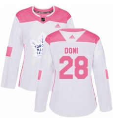 Womens Adidas Toronto Maple Leafs 28 Tie Domi Authentic WhitePink Fashion NHL Jersey Womens Adidas Toronto Maple Leafs 28 Tie Domi Authentic WhitePink Fashion NHL Jersey