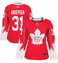 Womens Adidas Toronto Maple Leafs 31 Frederik Andersen Authentic Red Alternate NHL Jersey Womens Adidas Toronto Maple Leafs 31 Frederik Andersen Authentic Red Alternate NHL Jersey