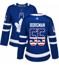 Womens Adidas Toronto Maple Leafs 55 Andreas Borgman Authentic Royal Blue USA Flag Fashion NHL Jersey Womens Adidas Toronto Maple Leafs 55 Andreas Borgman Authentic Royal Blue USA Flag Fashion NHL Jersey
