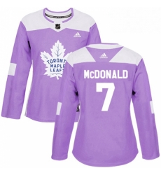 Womens Adidas Toronto Maple Leafs 7 Lanny McDonald Authentic Purple Fights Cancer Practice NHL Jersey Womens Adidas Toronto Maple Leafs 7 Lanny McDonald Authentic Purple Fights Cancer Practice NHL Jersey