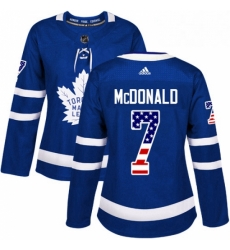 Womens Adidas Toronto Maple Leafs 7 Lanny McDonald Authentic Royal Blue USA Flag Fashion NHL Jersey Womens Adidas Toronto Maple Leafs 7 Lanny McDonald Authentic Royal Blue USA Flag Fashion NHL Jersey