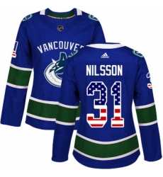 Womens Adidas Vancouver Canucks 31 Anders Nilsson Authentic Blue USA Flag Fashion NHL Jersey Womens Adidas Vancouver Canucks 31 Anders Nilsson Authentic Blue USA Flag Fashion NHL Jersey