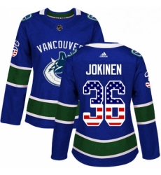 Womens Adidas Vancouver Canucks 36 Jussi Jokinen Authentic Blue USA Flag Fashion NHL Jerse Womens Adidas Vancouver Canucks 36 Jussi Jokinen Authentic Blue USA Flag Fashion NHL Jerse