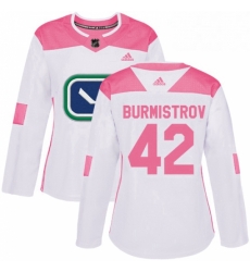 Womens Adidas Vancouver Canucks 42 Alex Burmistrov Authentic WhitePink Fashion NHL Jersey Womens Adidas Vancouver Canucks 42 Alex Burmistrov Authentic WhitePink Fashion NHL Jersey