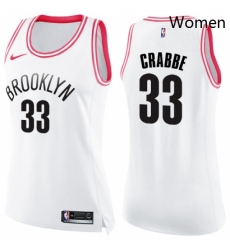 Womens Nike Brooklyn Nets 33 Allen Crabbe Swingman WhitePink Fashion NBA Jersey Womens Nike Brooklyn Nets 33 Allen Crabbe Swingman WhitePink Fashion NBA Jersey