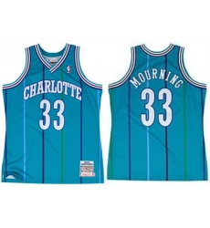 Men Charlotte Hornets  33 Alonzo Mourning Teal 1992 93 Stitched Jersey