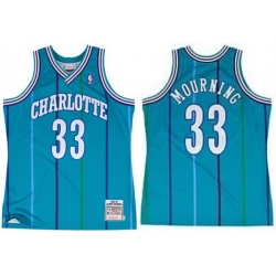 Men Charlotte Hornets  33 Alonzo Mourning Teal 1992 93 Stitched Jersey