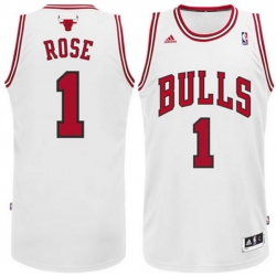 Men Chicago Bulls 1 Derrick Rose White Stitched Home White NBA Jersey