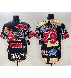 Men Chicago Bulls 23 Michael Jordan Black Limited Stitched Baseball Jersey