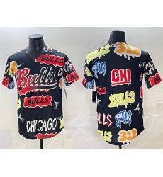 Men Chicago Bulls Blank Black Limited Stitched Baseball Jersey Men Chicago Bulls Blank Black Limited Stitched Baseball Jersey