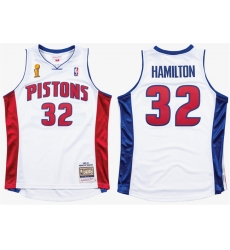 Men Detroit Pistons  32 Richard Hamilton 2003 04 White Stitched Jersey